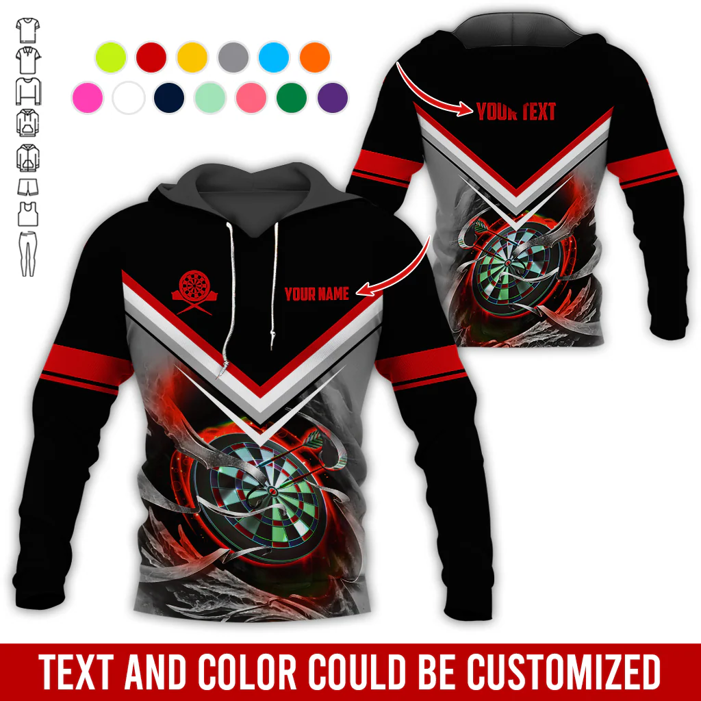 Customized Name & Text Darts Premium Hoodie, Darts And Smoke Pattern Hoodie, Perfect Gift For Darts Lovers, Darts Player - Image 11
