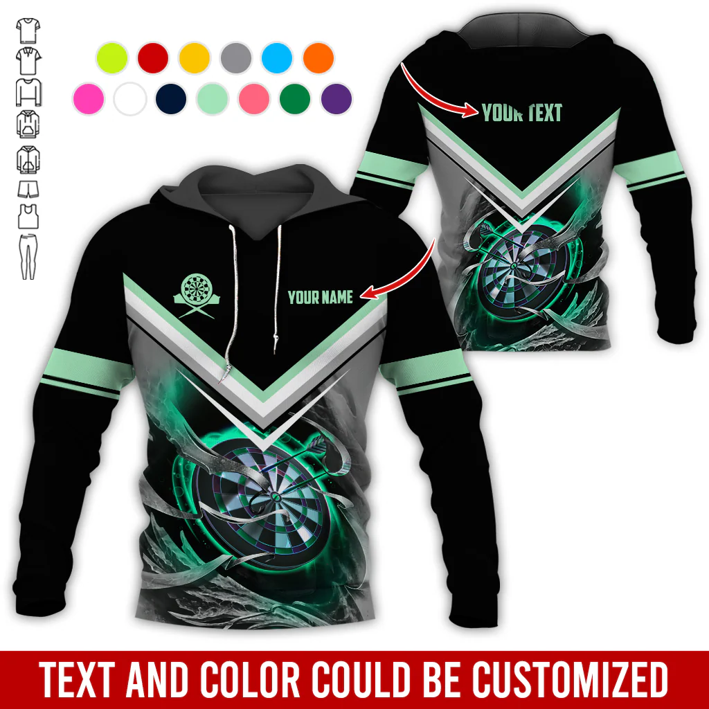 Customized Name & Text Darts Premium Hoodie, Darts And Smoke Pattern Hoodie, Perfect Gift For Darts Lovers, Darts Player - Image 12