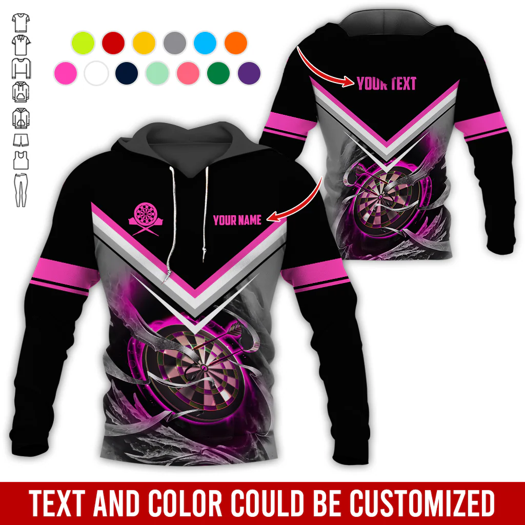 Customized Name & Text Darts Premium Hoodie, Darts And Smoke Pattern Hoodie, Perfect Gift For Darts Lovers, Darts Player - Image 7