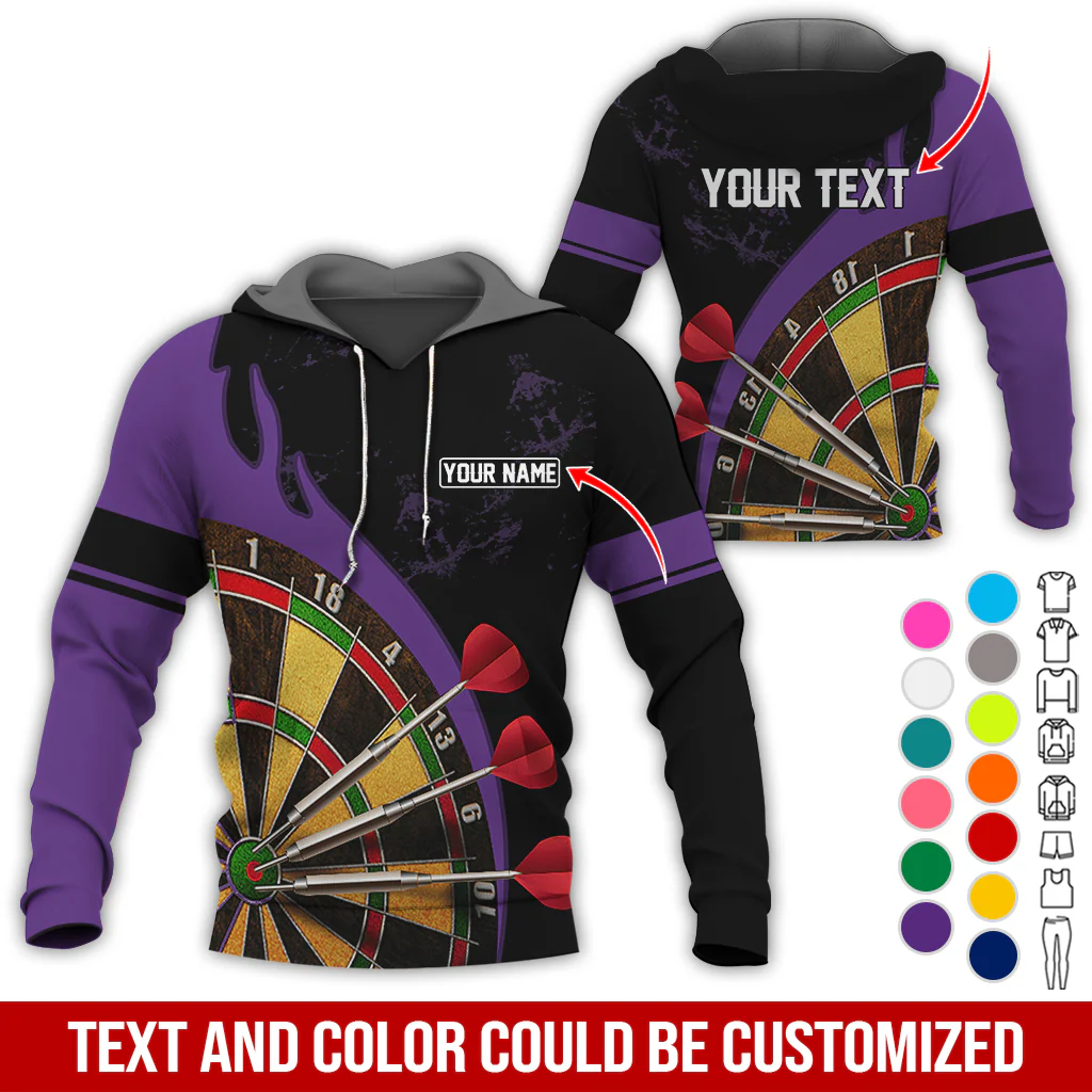 Customized Name & Text Darts Premium Hoodie, Darts & Fire Pattern Hoodie, Perfect Gift For Darts Lovers, Darts Player - Image 10
