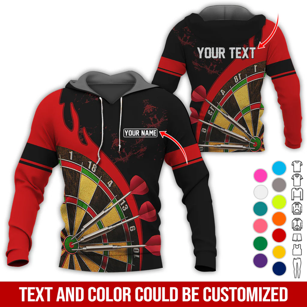 Customized Name & Text Darts Premium Hoodie, Darts & Fire Pattern Hoodie, Perfect Gift For Darts Lovers, Darts Player - Image 11