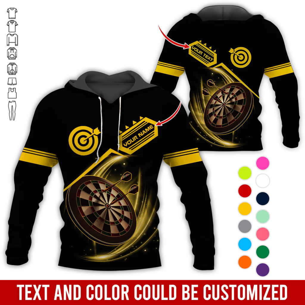 Customized Name & Text Darts Premium Hoodie, Darts Hoodie For Men & Women, Perfect Gift For Darts Lovers, Friend, Family - Image 3