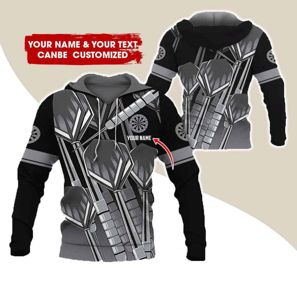 Customized Name & Text Darts Premium Hoodie, Darts Pattern Hoodie For Men & Women - Gift For Darts Lovers, Friend, Family - Image 2