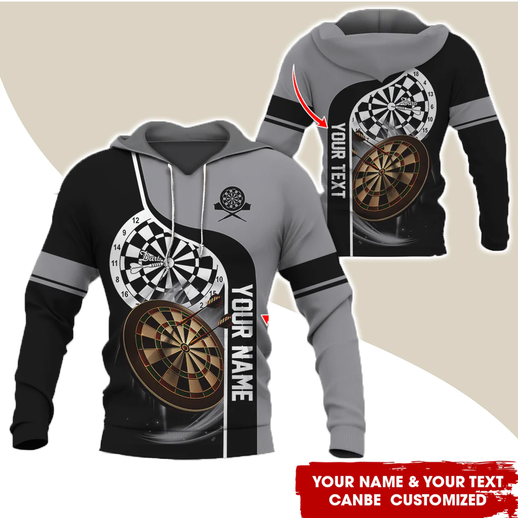 Customized Name & Text Darts Premium Hoodie, Darts Pattern Hoodie For Men & Women, Perfect Gift For Darts Lovers, Friend, Family - Image 2