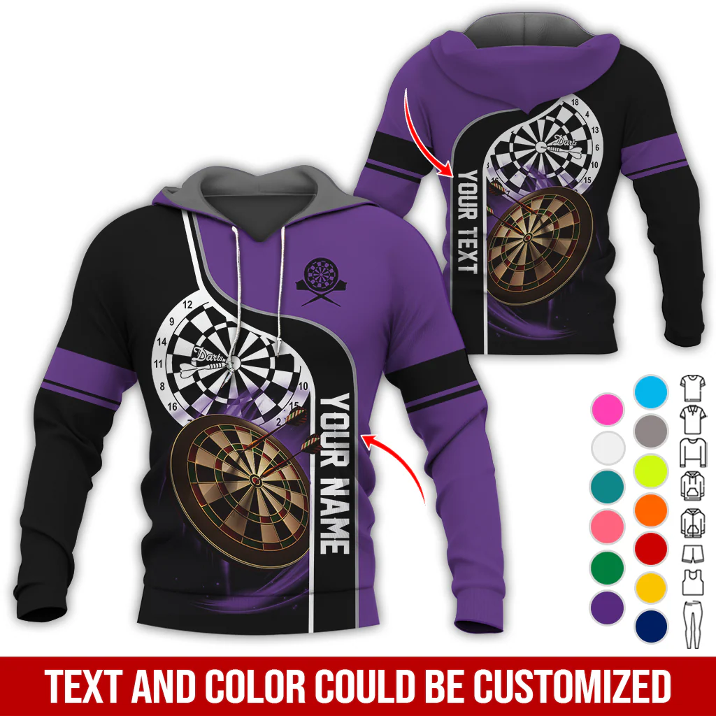 Customized Name & Text Darts Premium Hoodie, Darts Pattern Hoodie For Men & Women, Perfect Gift For Darts Lovers, Friend, Family - Image 3