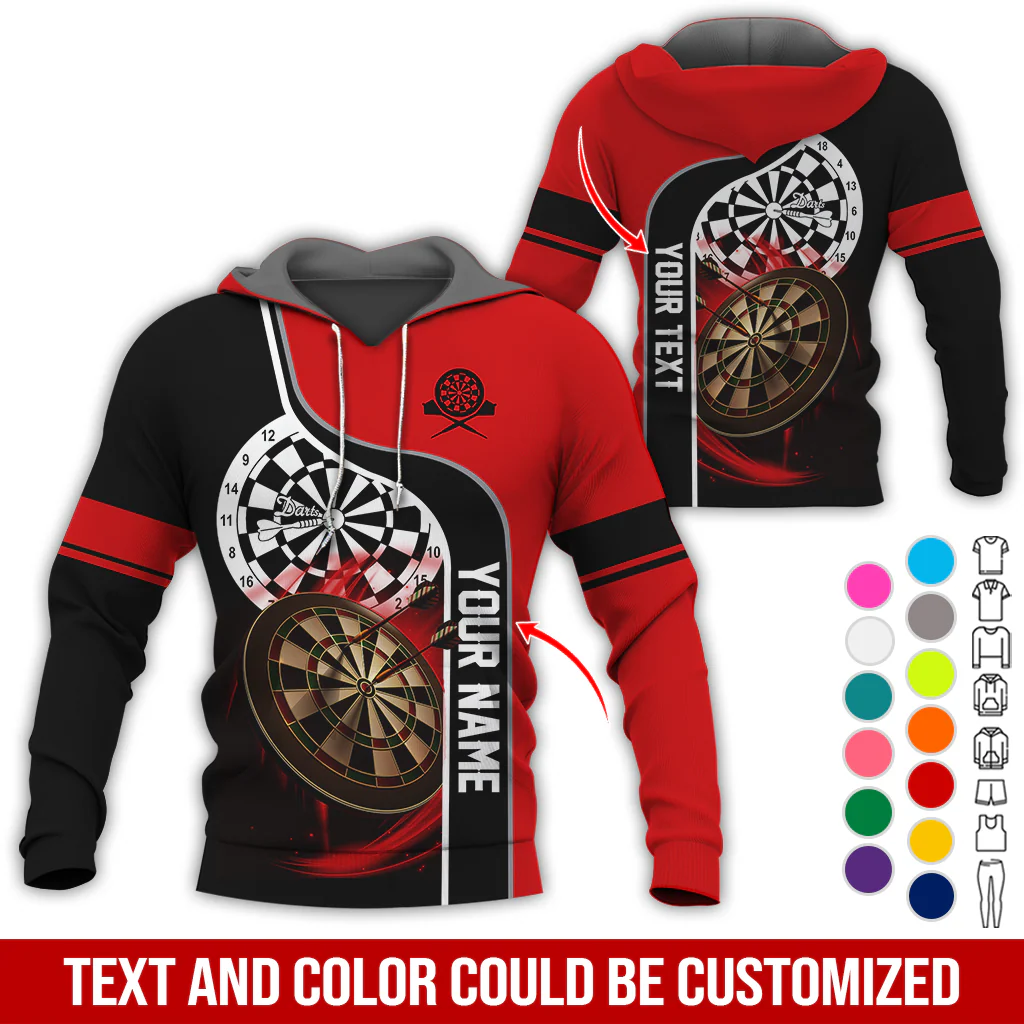 Customized Name & Text Darts Premium Hoodie, Darts Pattern Hoodie For Men & Women, Perfect Gift For Darts Lovers, Friend, Family - Image 4