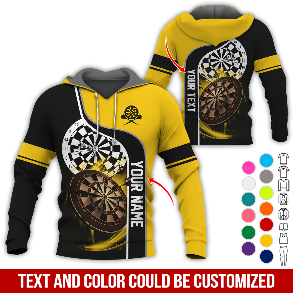 Customized Name & Text Darts Premium Hoodie, Darts Pattern Hoodie For Men & Women, Perfect Gift For Darts Lovers, Friend, Family - Image 6