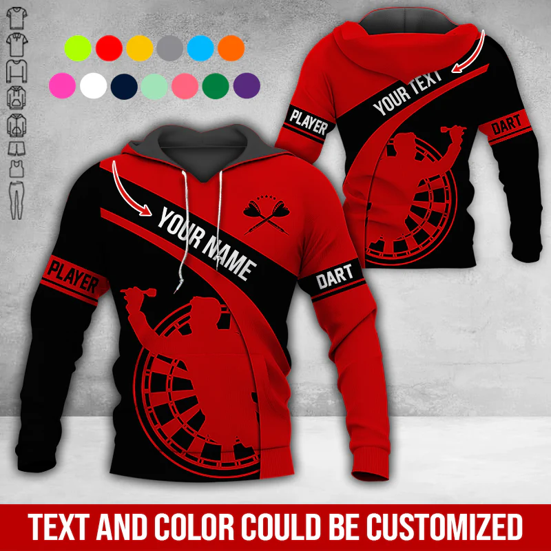 Customized Name & Text Darts Premium Hoodie, Darts Player Pattern Hoodie, Perfect Gift For Darts Lovers, Darts Player - Image 11