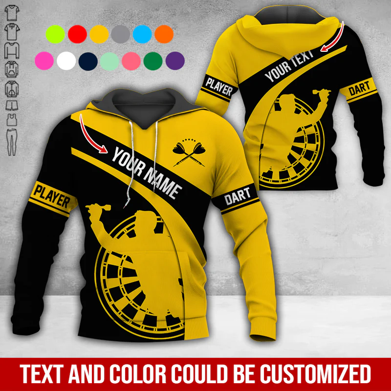 Customized Name & Text Darts Premium Hoodie, Darts Player Pattern Hoodie, Perfect Gift For Darts Lovers, Darts Player - Image 3