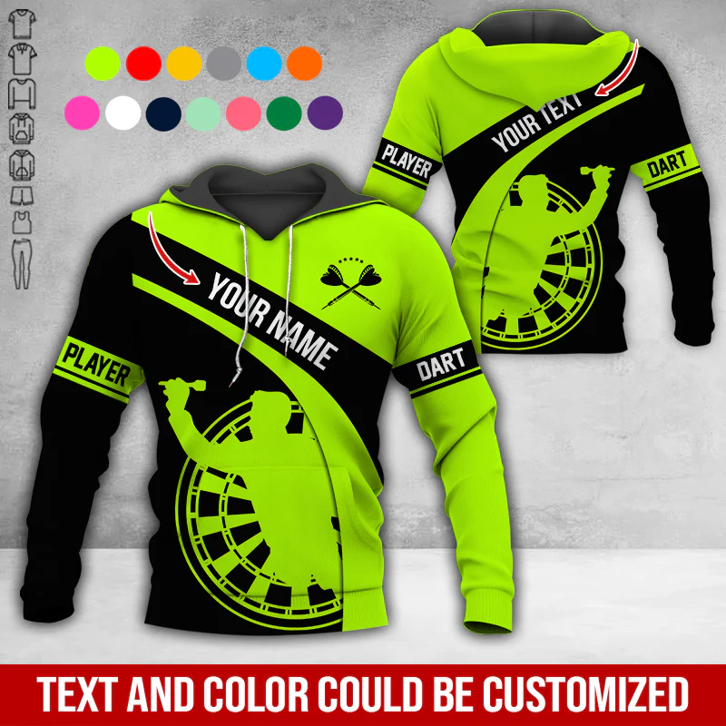 Customized Name & Text Darts Premium Hoodie, Darts Player Pattern Hoodie, Perfect Gift For Darts Lovers, Darts Player - Image 5