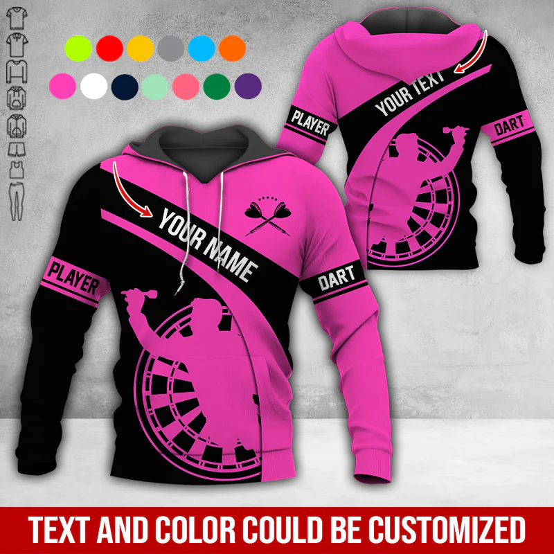 Customized Name & Text Darts Premium Hoodie, Darts Player Pattern Hoodie, Perfect Gift For Darts Lovers, Darts Player - Image 7
