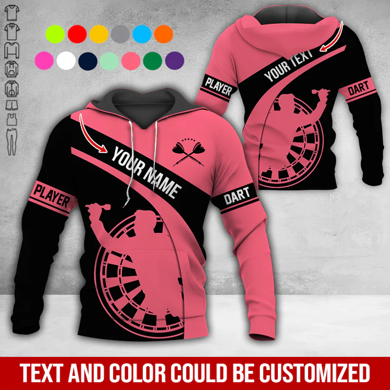 Customized Name & Text Darts Premium Hoodie, Darts Player Pattern Hoodie, Perfect Gift For Darts Lovers, Darts Player - Image 9
