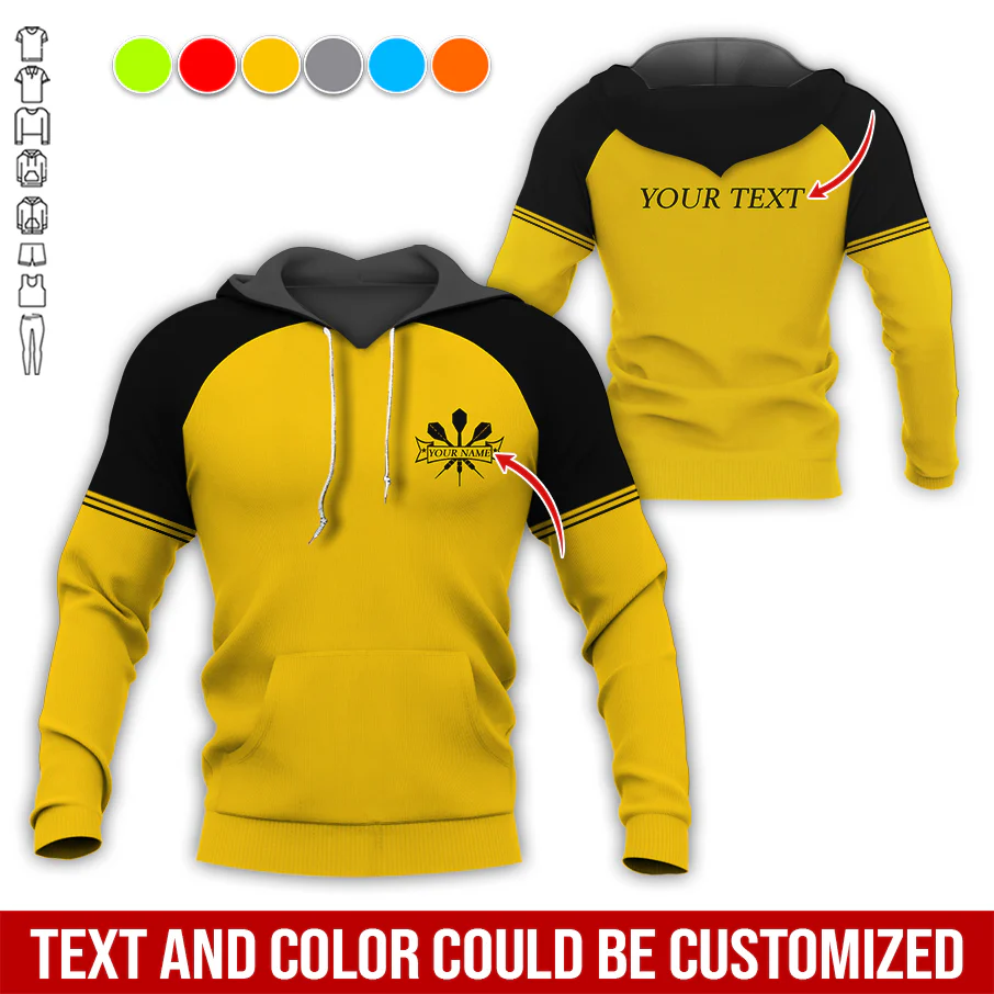 Customized Name & Text Darts Premium Hoodie, Happy With Darts Hoodie, Perfect Gift For Darts Lovers, Darts Player - Image 6