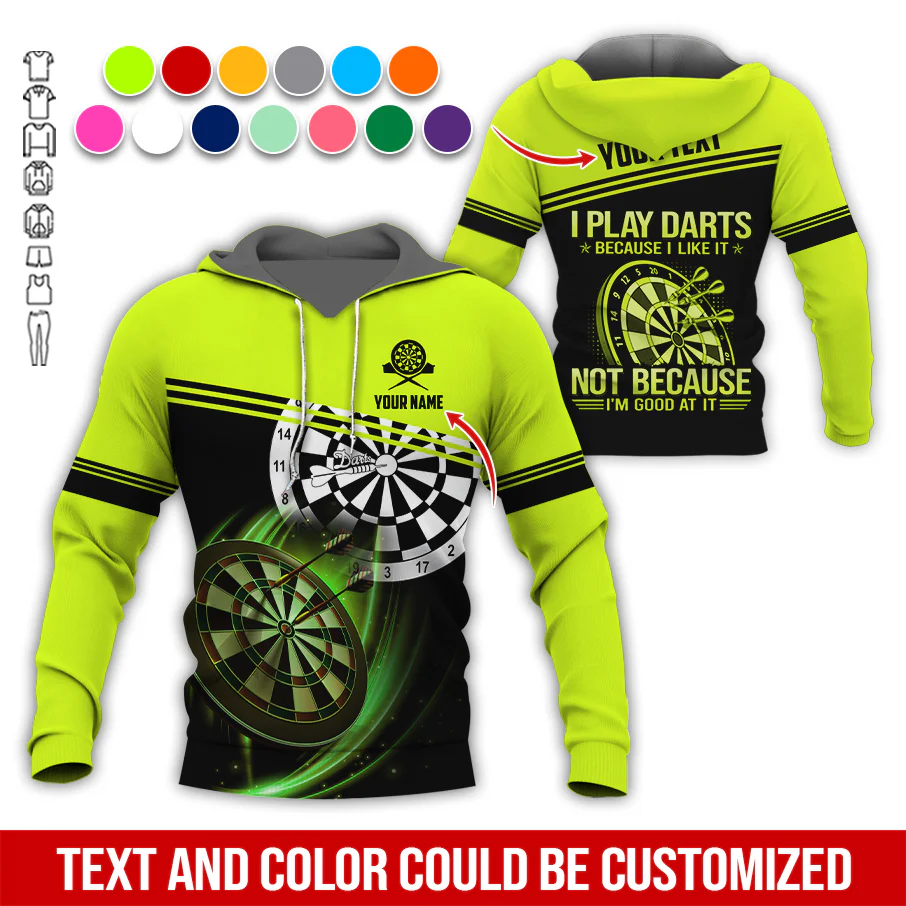 Customized Name & Text Darts Premium Hoodie, I Play Darts Because I Like It Hoodie For Men & Woman, Perfect Gift For Darts Lovers, Darts Player - Image 8