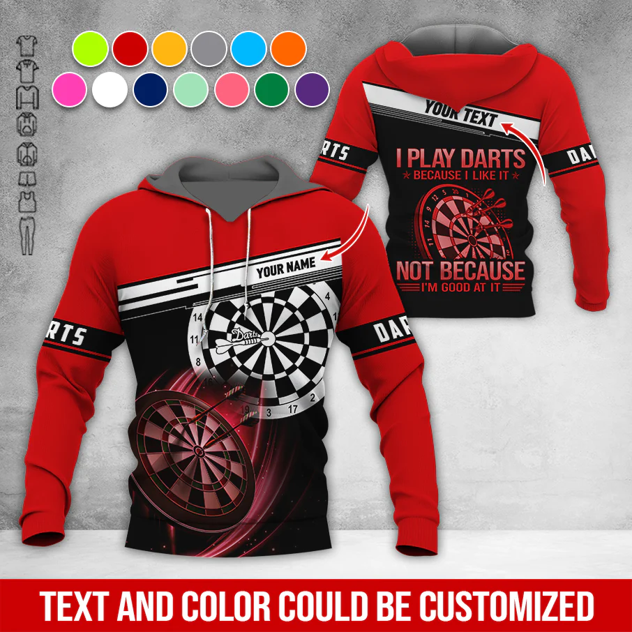 Customized Name & Text Darts Premium Hoodie, I Play Darts Because I Like It Not Because I'm Good At It Darts Hoodie, Perfect Gift For Darts Lovers, Darts Player - Image 5