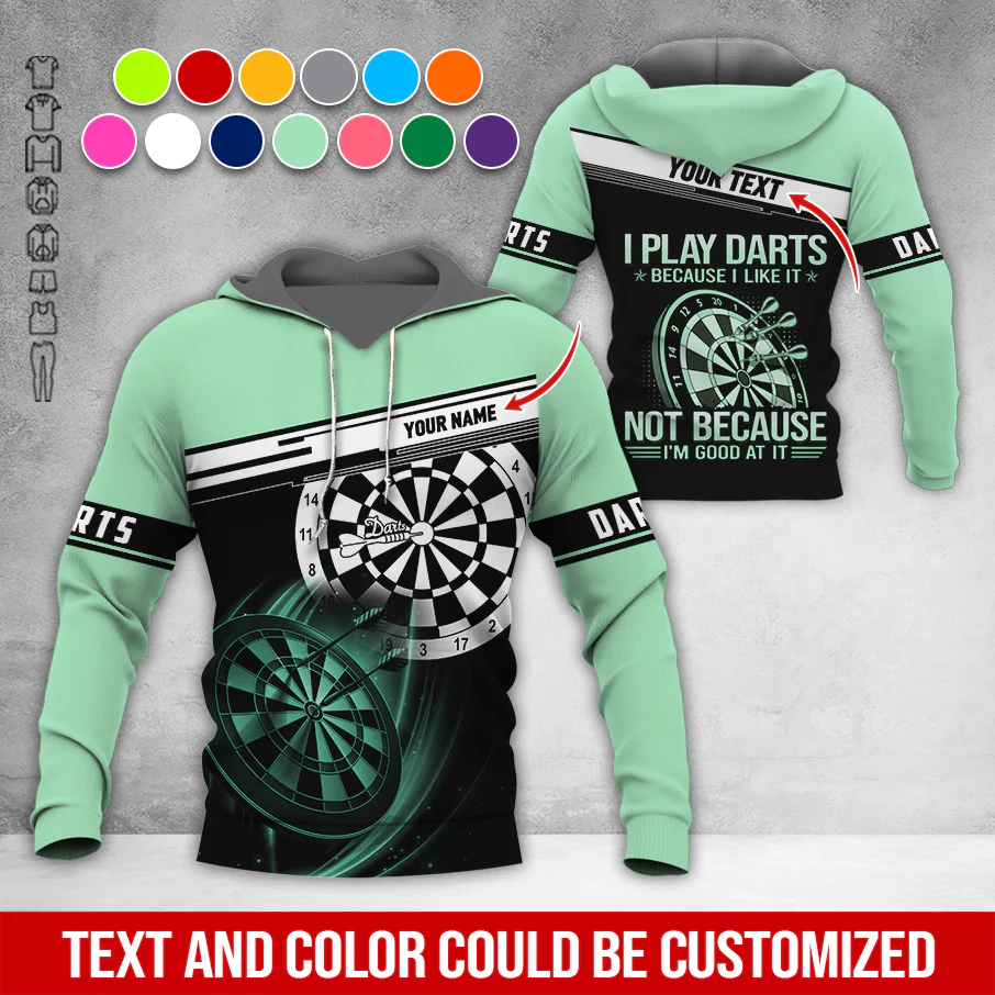 Customized Name & Text Darts Premium Hoodie, I Play Darts Because I Like It Not Because I'm Good At It Darts Hoodie, Perfect Gift For Darts Lovers, Darts Player - Image 6