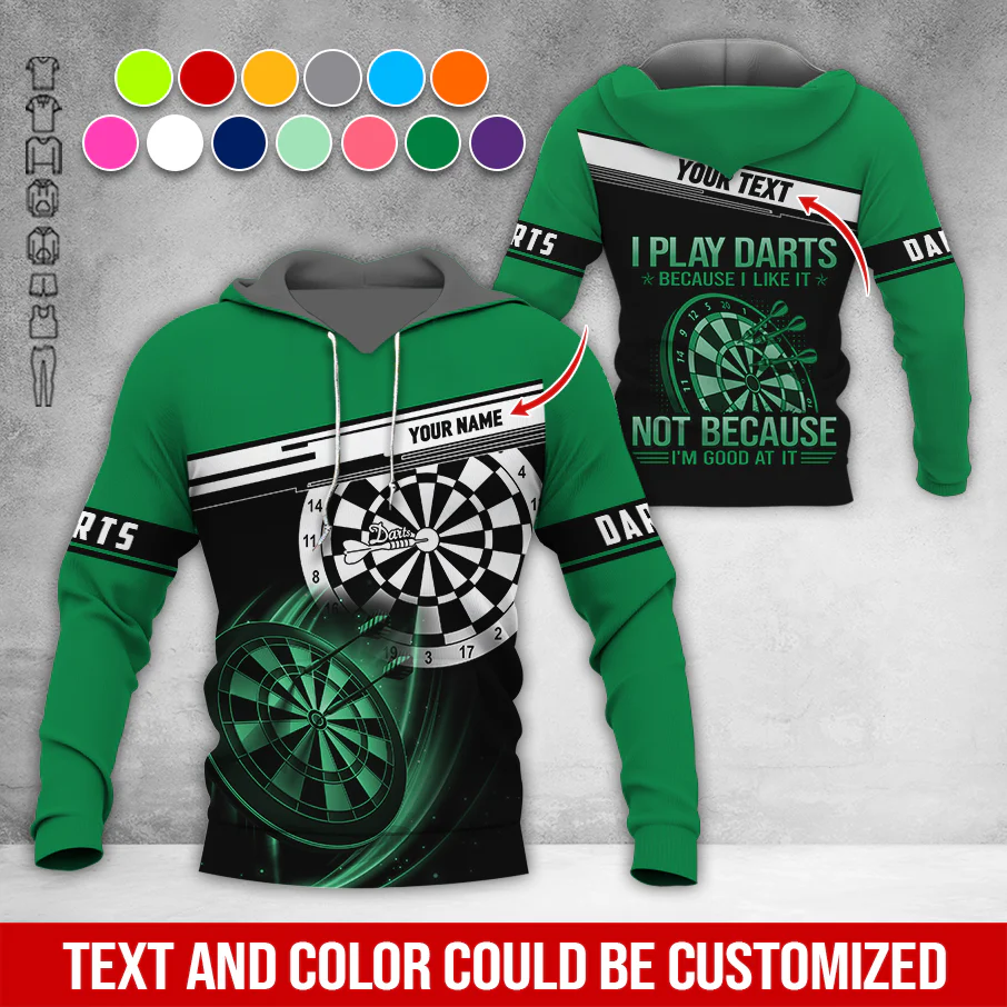Customized Name & Text Darts Premium Hoodie, I Play Darts Because I Like It Not Because I'm Good At It Darts Hoodie, Perfect Gift For Darts Lovers, Darts Player - Image 8