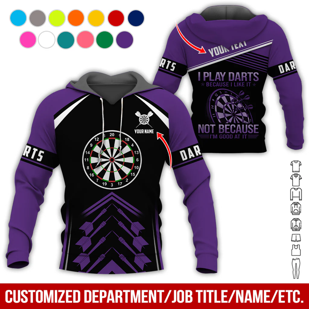 Customized Name & Text Darts Premium Hoodie, I Play Darts Not Because I'm Good At It Darts Hoodie, Perfect Gift For Darts Lovers, Darts Player - Image 11