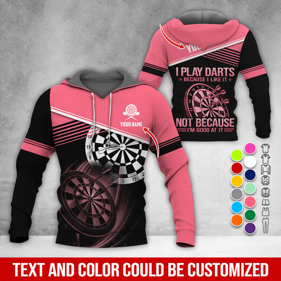 Customized Name & Text Darts Premium Hoodie, I Play Darts Not Because I'm Good At It Hoodie, Perfect Gift For Darts Lovers, Darts Player - Image 11