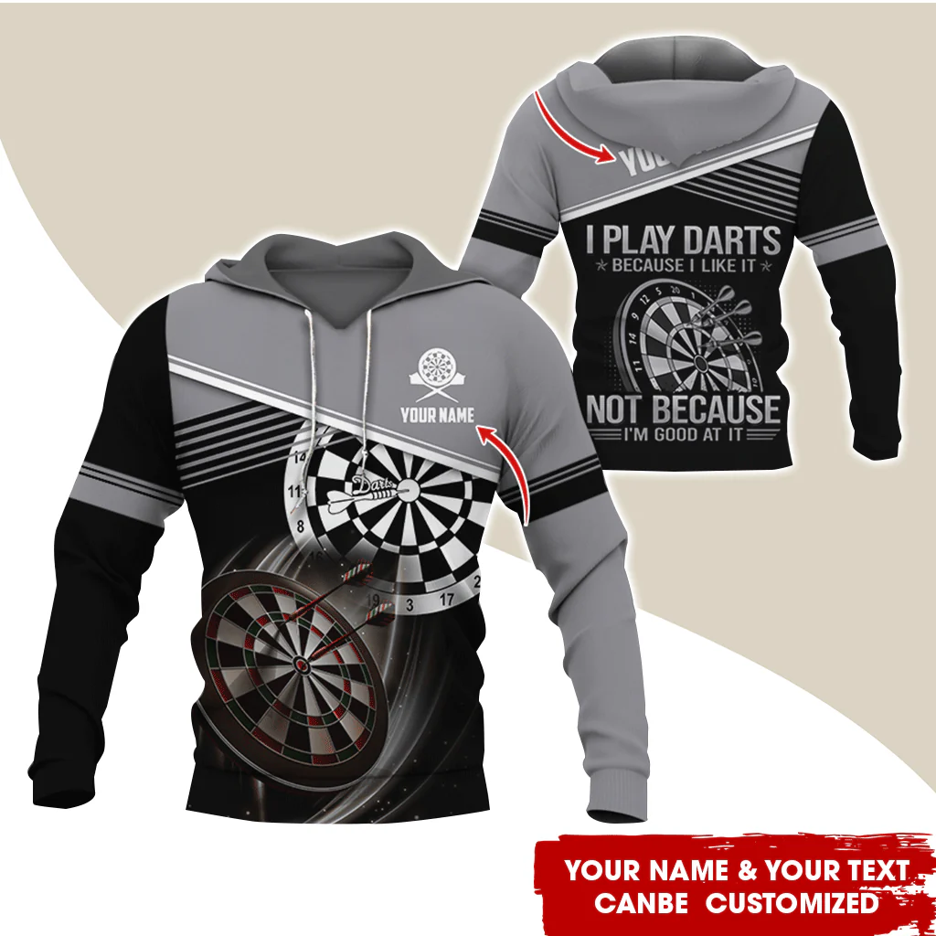 Customized Name & Text Darts Premium Hoodie, I Play Darts Not Because I'm Good At It Hoodie, Perfect Gift For Darts Lovers, Darts Player - Image 2