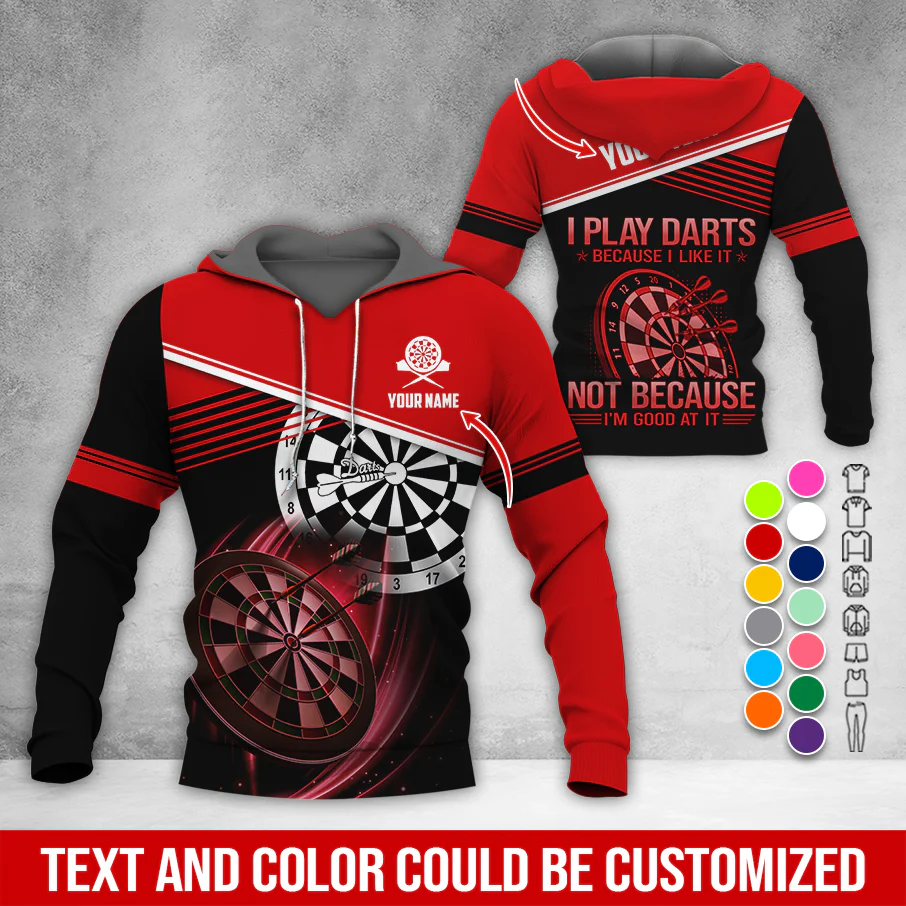 Customized Name & Text Darts Premium Hoodie, I Play Darts Not Because I'm Good At It Hoodie, Perfect Gift For Darts Lovers, Darts Player - Image 3