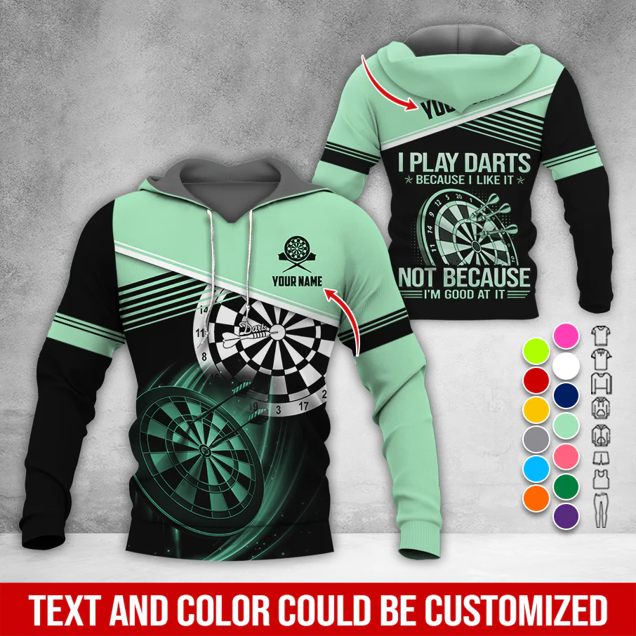 Customized Name & Text Darts Premium Hoodie, I Play Darts Not Because I'm Good At It Hoodie, Perfect Gift For Darts Lovers, Darts Player - Image 4