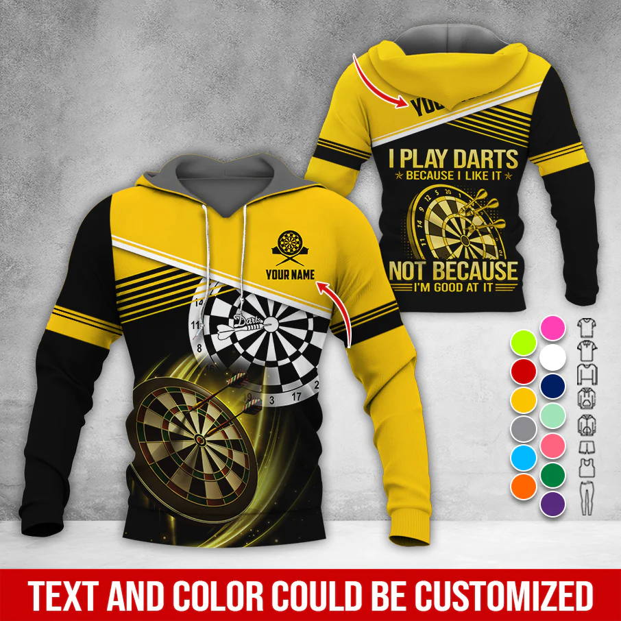 Customized Name & Text Darts Premium Hoodie, I Play Darts Not Because I'm Good At It Hoodie, Perfect Gift For Darts Lovers, Darts Player - Image 5