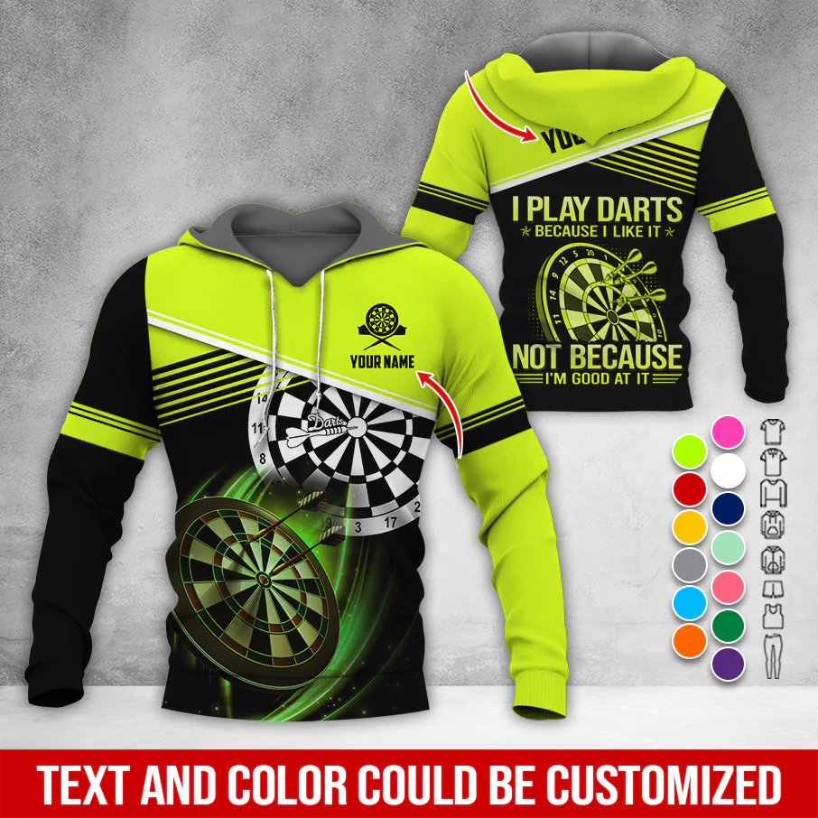 Customized Name & Text Darts Premium Hoodie, I Play Darts Not Because I'm Good At It Hoodie, Perfect Gift For Darts Lovers, Darts Player - Image 7