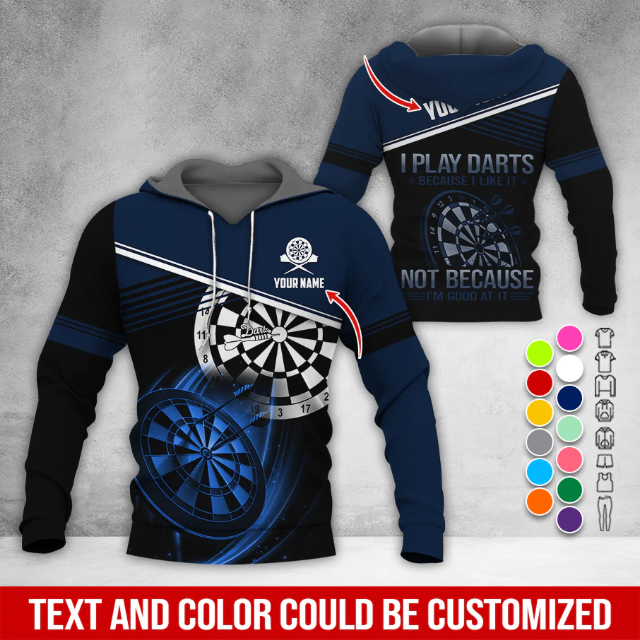 Customized Name & Text Darts Premium Hoodie, I Play Darts Not Because I'm Good At It Hoodie, Perfect Gift For Darts Lovers, Darts Player - Image 8