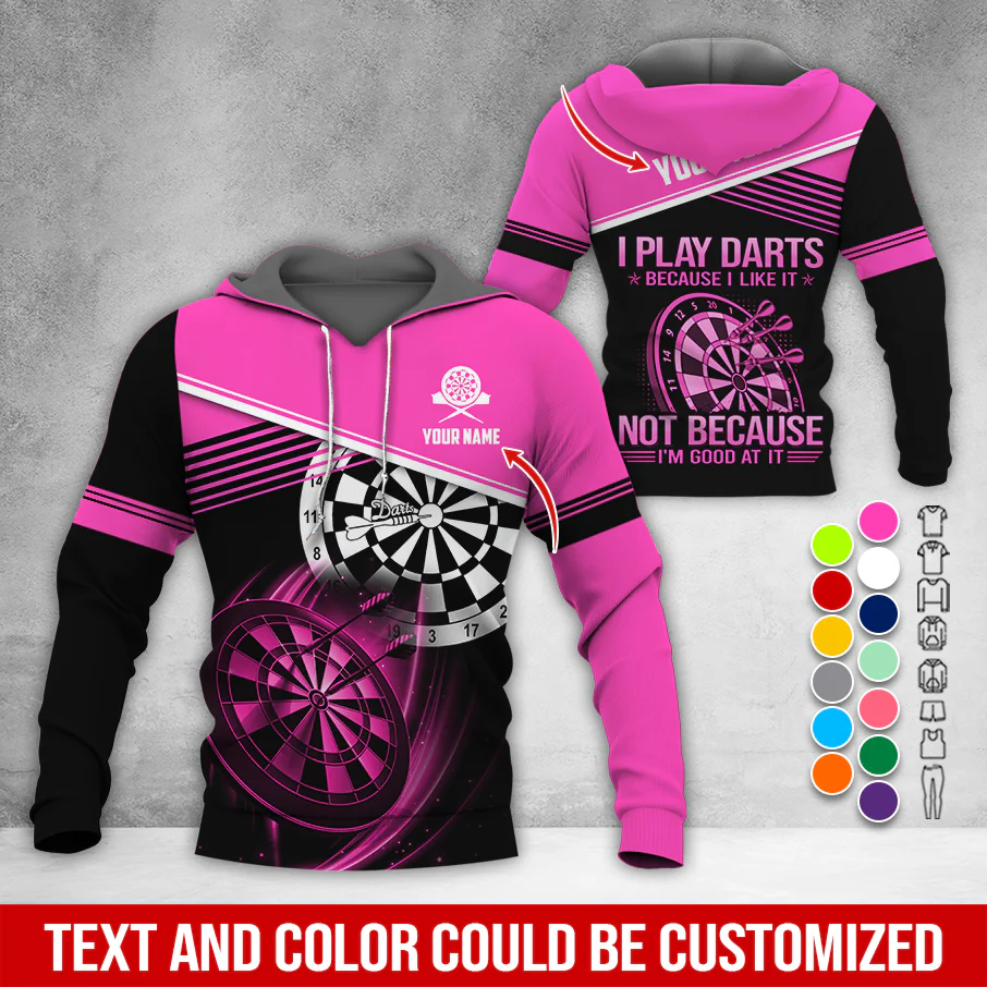 Customized Name & Text Darts Premium Hoodie, I Play Darts Not Because I'm Good At It Hoodie, Perfect Gift For Darts Lovers, Darts Player - Image 9
