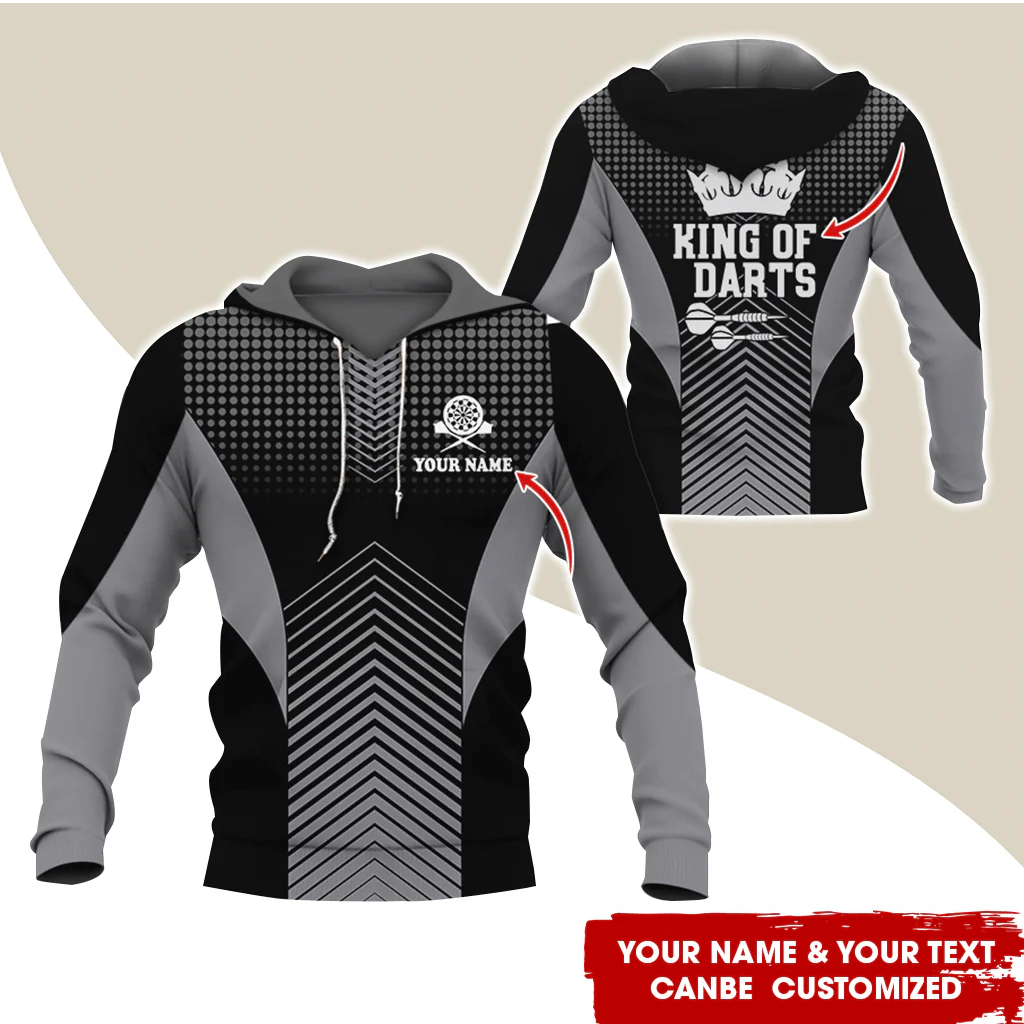 Customized Name & Text Darts Premium Hoodie, King Of Darts, Spot Pattern Hoodie, Perfect Gift For Darts Lovers, Darts Player - Image 2