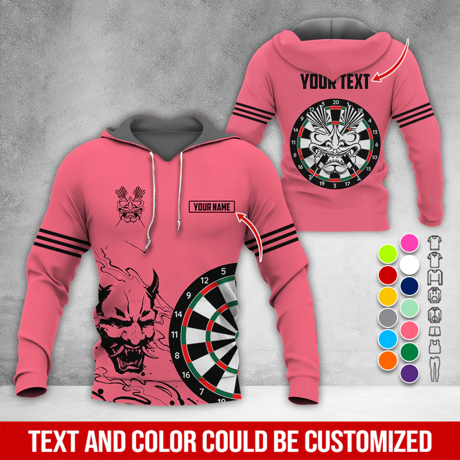 Customized Name & Text Darts Premium Hoodie, Orochimaru Demon Mask Pattern Darts Hoodie, Perfect Gift For Darts Lovers, Darts Player - Image 10