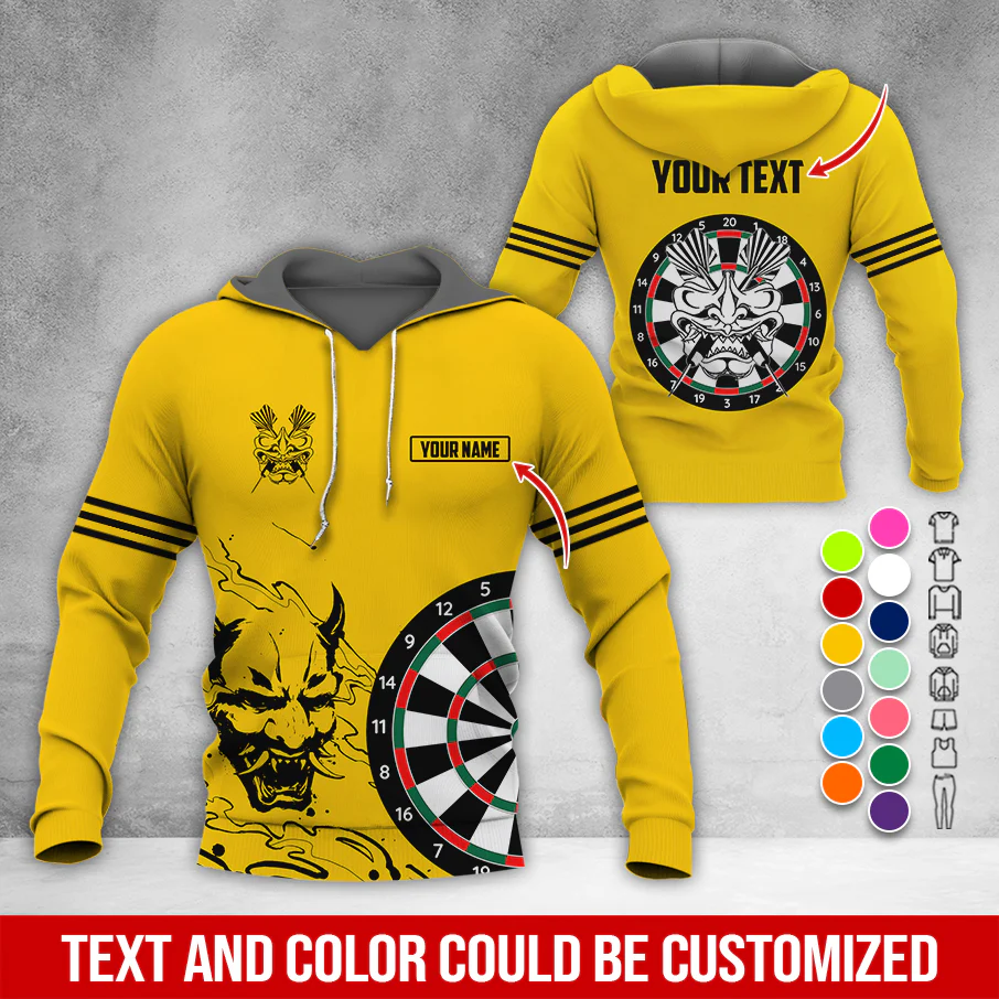 Customized Name & Text Darts Premium Hoodie, Orochimaru Demon Mask Pattern Darts Hoodie, Perfect Gift For Darts Lovers, Darts Player - Image 4