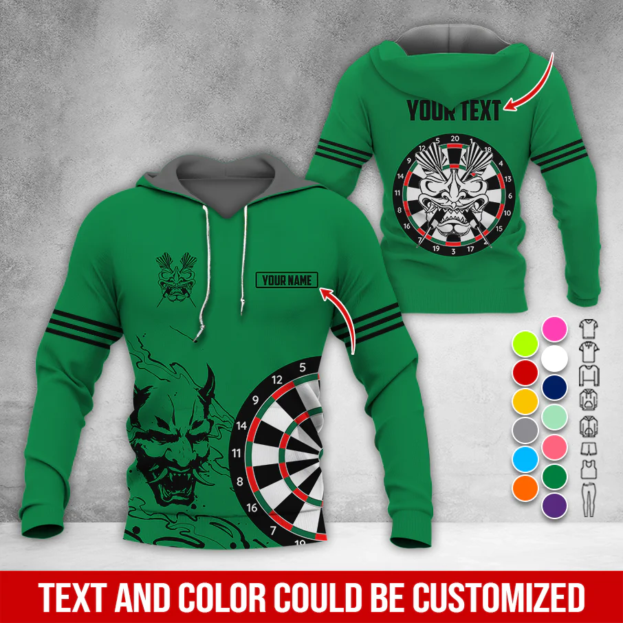 Customized Name & Text Darts Premium Hoodie, Orochimaru Demon Mask Pattern Darts Hoodie, Perfect Gift For Darts Lovers, Darts Player - Image 5
