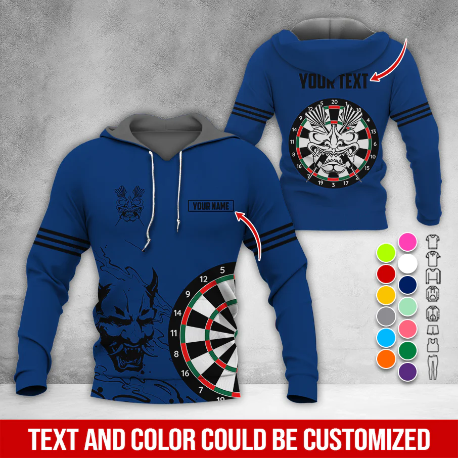 Customized Name & Text Darts Premium Hoodie, Orochimaru Demon Mask Pattern Darts Hoodie, Perfect Gift For Darts Lovers, Darts Player - Image 7
