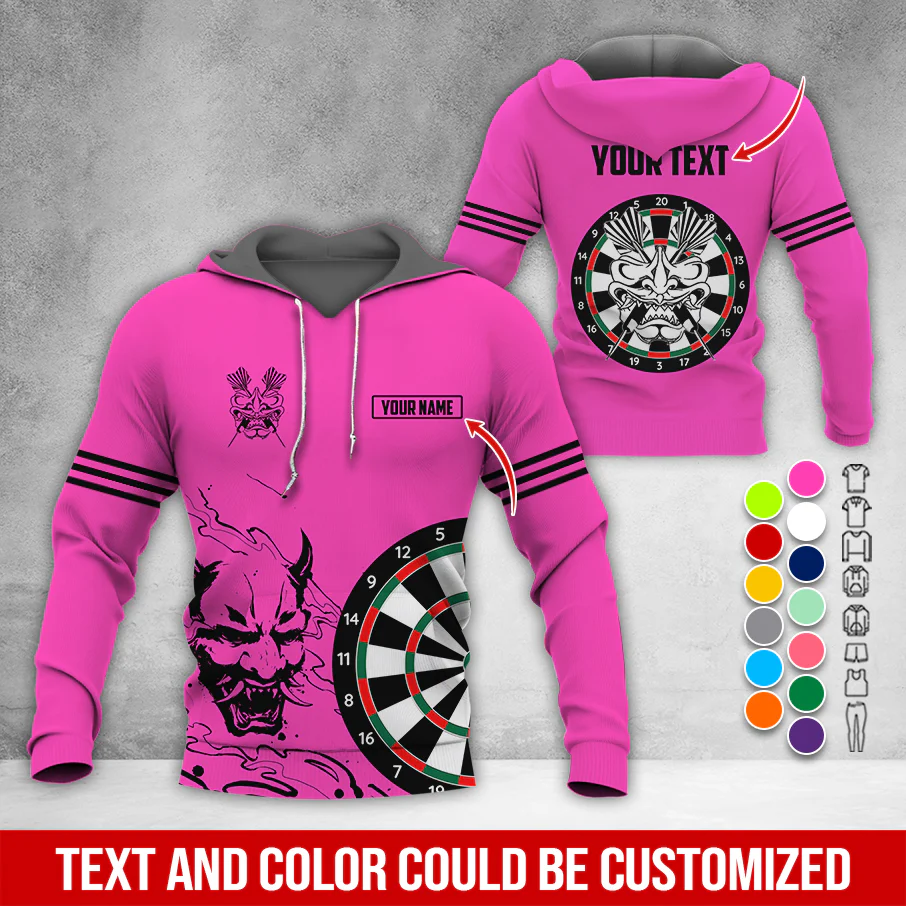 Customized Name & Text Darts Premium Hoodie, Orochimaru Demon Mask Pattern Darts Hoodie, Perfect Gift For Darts Lovers, Darts Player - Image 8