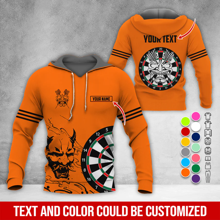 Customized Name & Text Darts Premium Hoodie, Orochimaru Demon Mask Pattern Darts Hoodie, Perfect Gift For Darts Lovers, Darts Player - Image 9