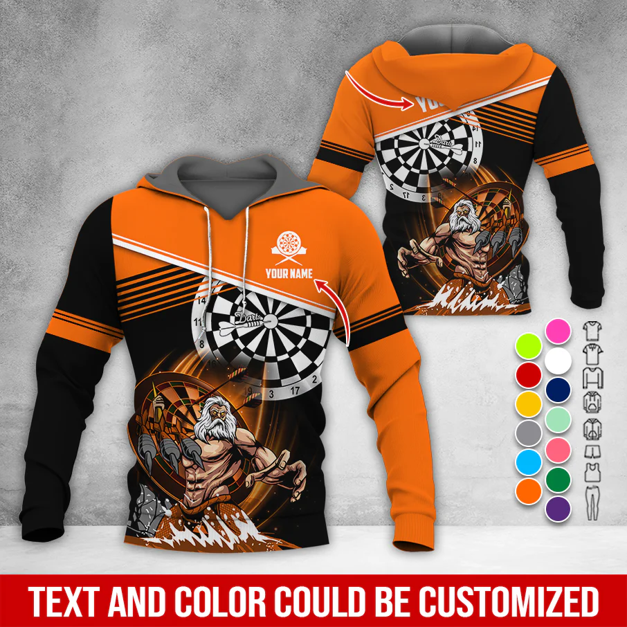 Customized Name & Text Darts Premium Hoodie, Poseidon Pattern Darts Hoodie, Perfect Gift For Darts Lovers, Darts Player - Image 11