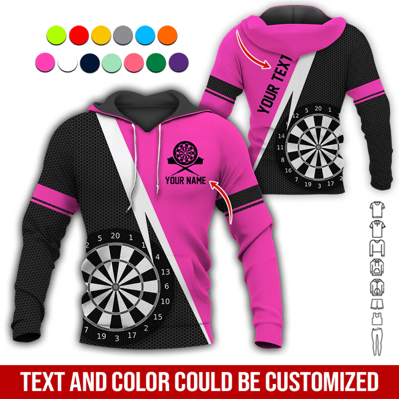 Customized Name & Text Darts Premium Hoodie, Spot Pattern Darts Black Hoodie, Perfect Gift For Darts Lovers, Darts Player - Image 10