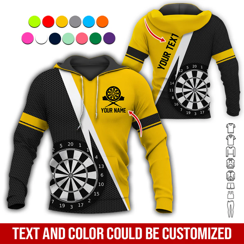 Customized Name & Text Darts Premium Hoodie, Spot Pattern Darts Black Hoodie, Perfect Gift For Darts Lovers, Darts Player - Image 6