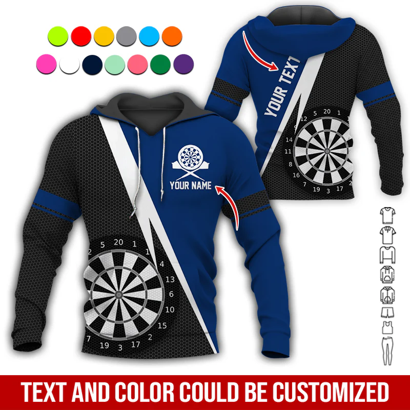 Customized Name & Text Darts Premium Hoodie, Spot Pattern Darts Black Hoodie, Perfect Gift For Darts Lovers, Darts Player - Image 9
