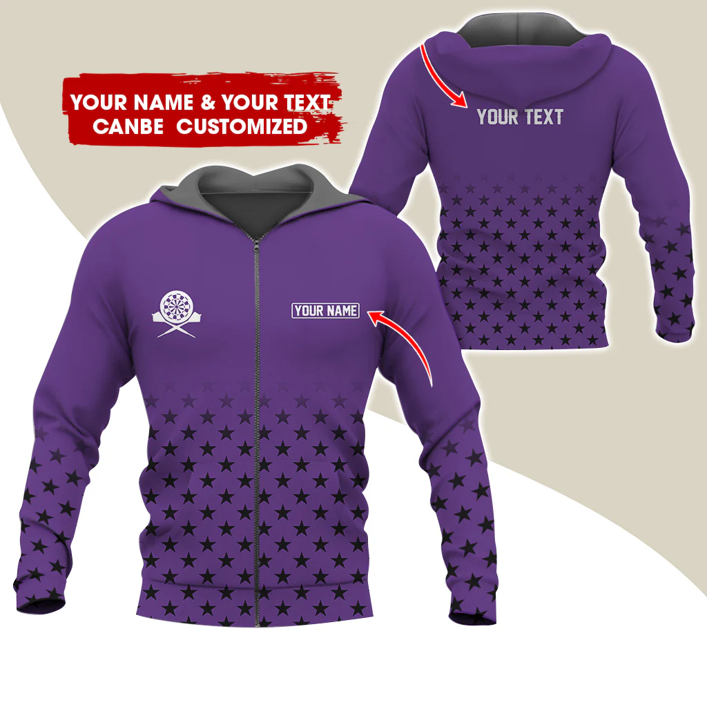 Customized Name & Text Darts Premium Zip Hoodie, Custom Name Darts Zip Hoodie For Men & Women - Gift For Darts Lovers, Darts Players - Image 11