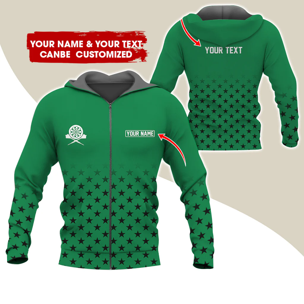 Customized Name & Text Darts Premium Zip Hoodie, Custom Name Darts Zip Hoodie For Men & Women - Gift For Darts Lovers, Darts Players - Image 12