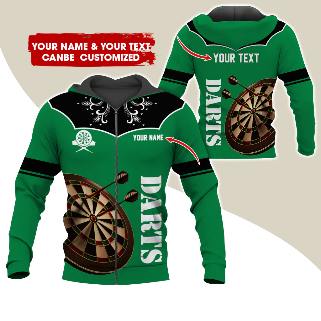 Customized Name & Text Darts Premium Zip Hoodie, Personalized Dartboard Zip Hoodie For Men & Women - Gift For Darts Lovers, Darts Players - Image 8