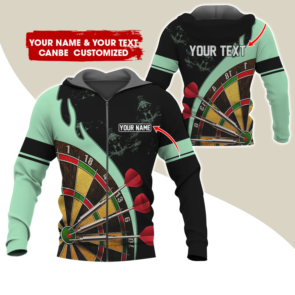 Customized Name & Text Darts Premium Zip Hoodie, Personalized Darts Is My Life Zip Hoodie For Men & Women - Gift For Darts Lovers, Darts Players - Image 4