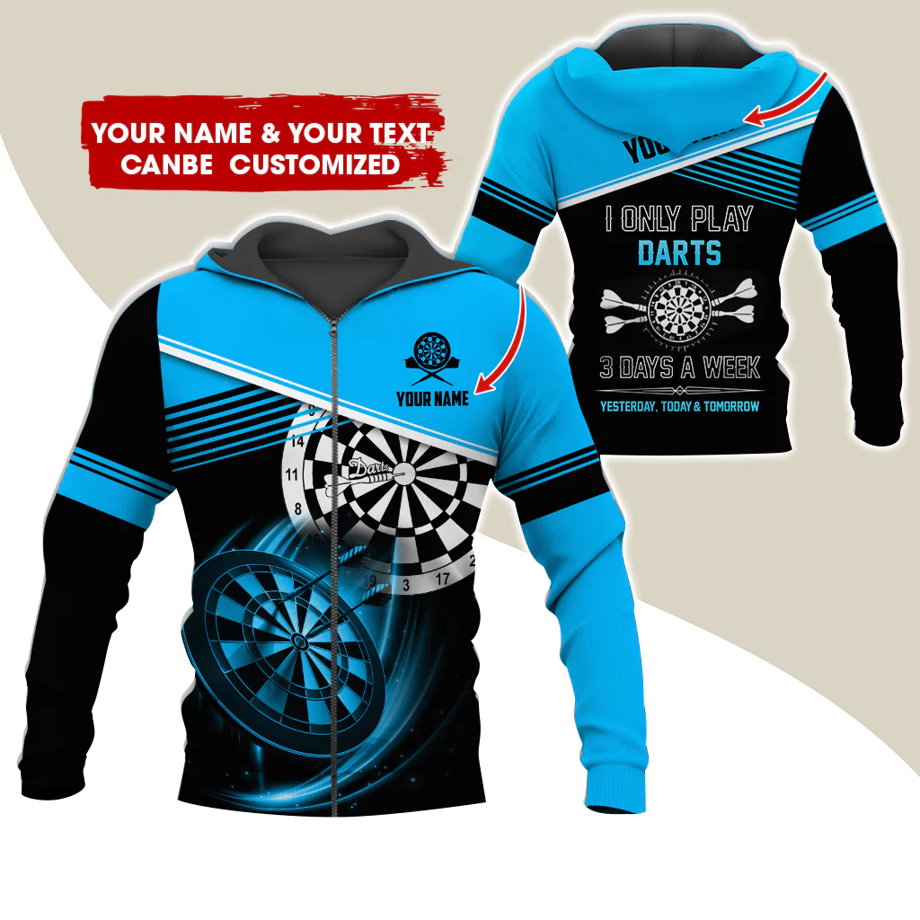 Customized Name & Text Darts Premium Zip Hoodie, Personalized I Only Play Darts Zip Hoodie For Men & Women - Gift For Darts Lovers, Darts Players - Image 7