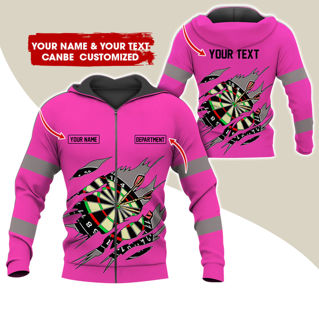 Customized Name & Text Darts Premium Zip Hoodie, Personalized Name & Text Dartboard Zip Hoodie For Men & Women - Gift For Darts Lovers, Darts Players - Image 10
