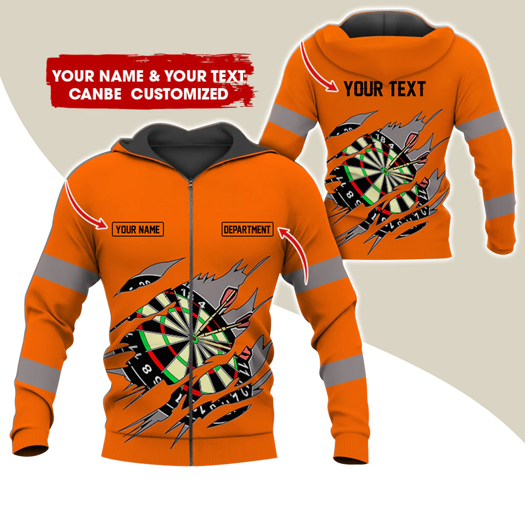 Customized Name & Text Darts Premium Zip Hoodie, Personalized Name & Text Dartboard Zip Hoodie For Men & Women - Gift For Darts Lovers, Darts Players - Image 7