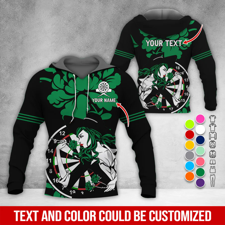 Customized Name & Text Darts Rose Premium Hoodie, Darts & Rose Girl Hoodie, Perfect Gift For Darts Lovers, Friend, Family - Image 4
