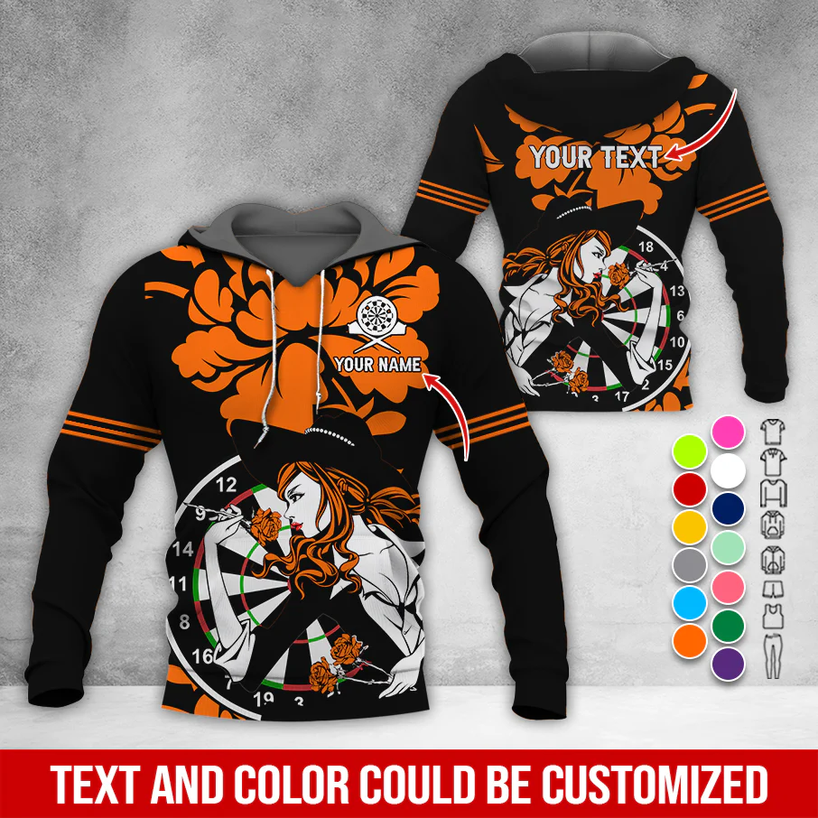 Customized Name & Text Darts Rose Premium Hoodie, Darts & Rose Girl Hoodie, Perfect Gift For Darts Lovers, Friend, Family - Image 8